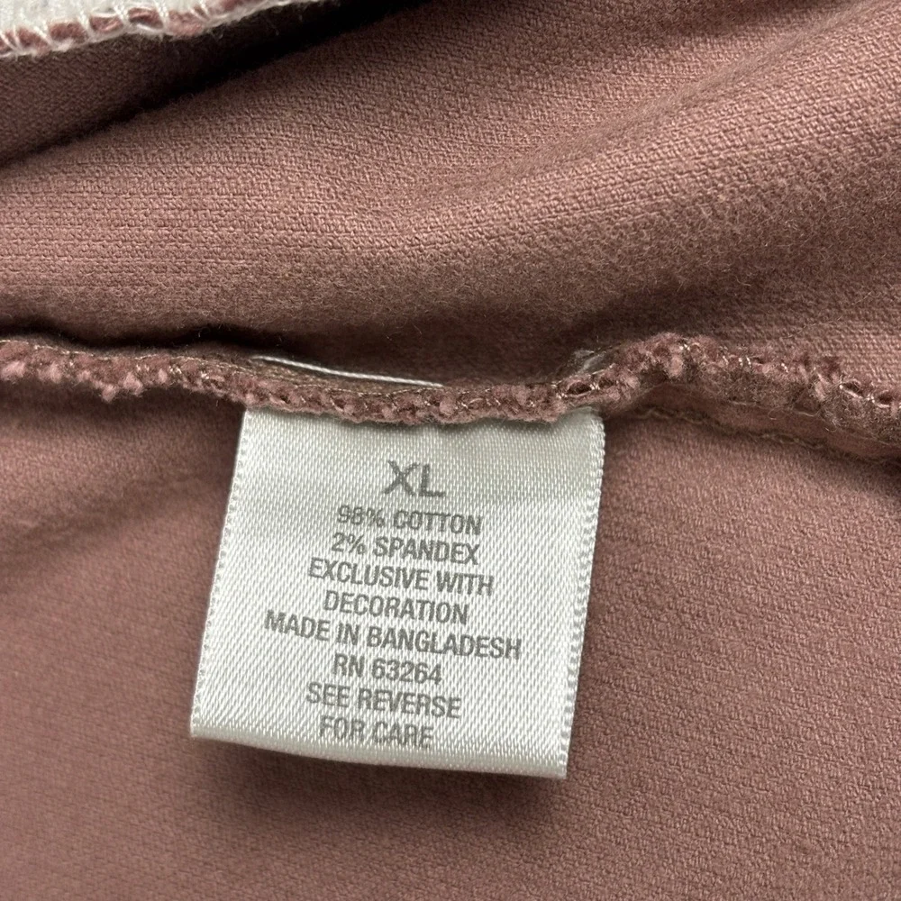 Dressbarn Corduroy Jacket Womens XL Brown Damask Print Snap Button Shacket‎